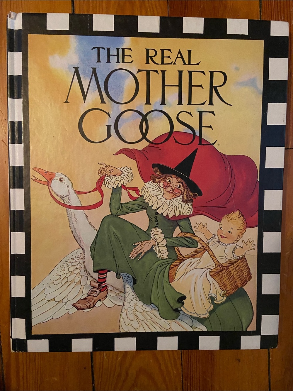 CLASSIC Real Mother Goose Vintage Illustrated Book black white checkered check
